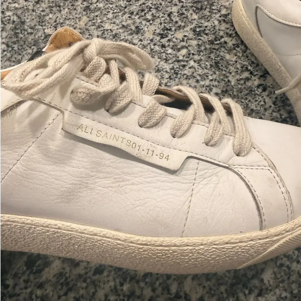 AllSaints White Leather Low-Top Sneakers Size 41
